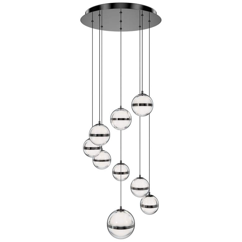 Image 1 Cyllindra 6.38"H x 5.88"W 9-Light Multi-Light Pendant in Black Chrome