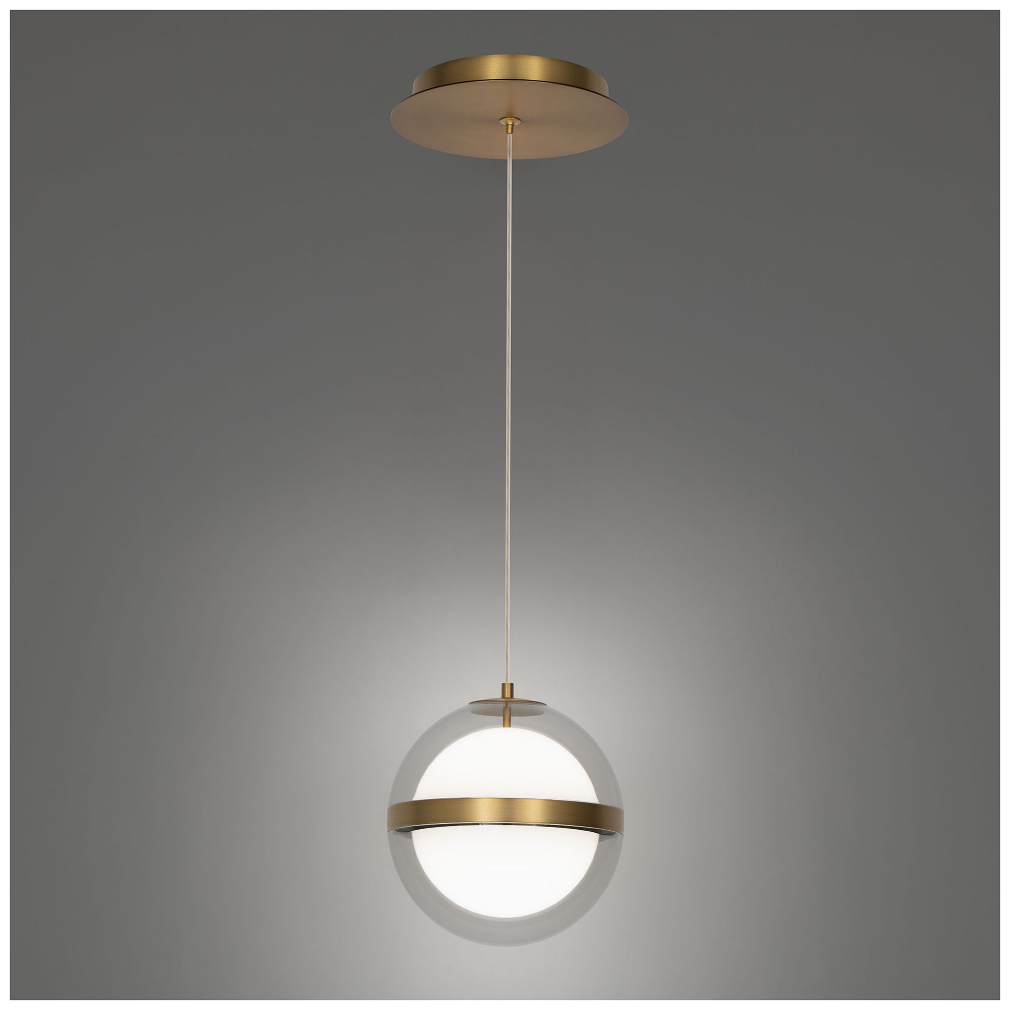 Image 3 Cyllindra 6.38"H x 5.88"W 1-Light Mini-Pendant in Aged Brass more views