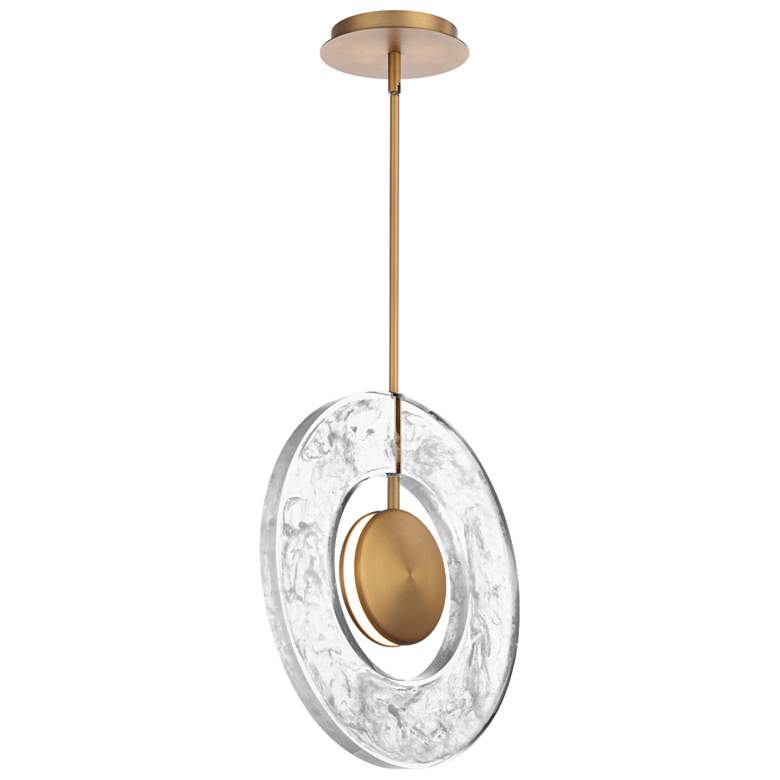 Image 1 Cymbal 18 inchH x 14 inchW 1-Light Pendant in Aged Brass