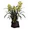 Cymbidium Orchid Plant in Woven Basket 42" High Faux Flowers