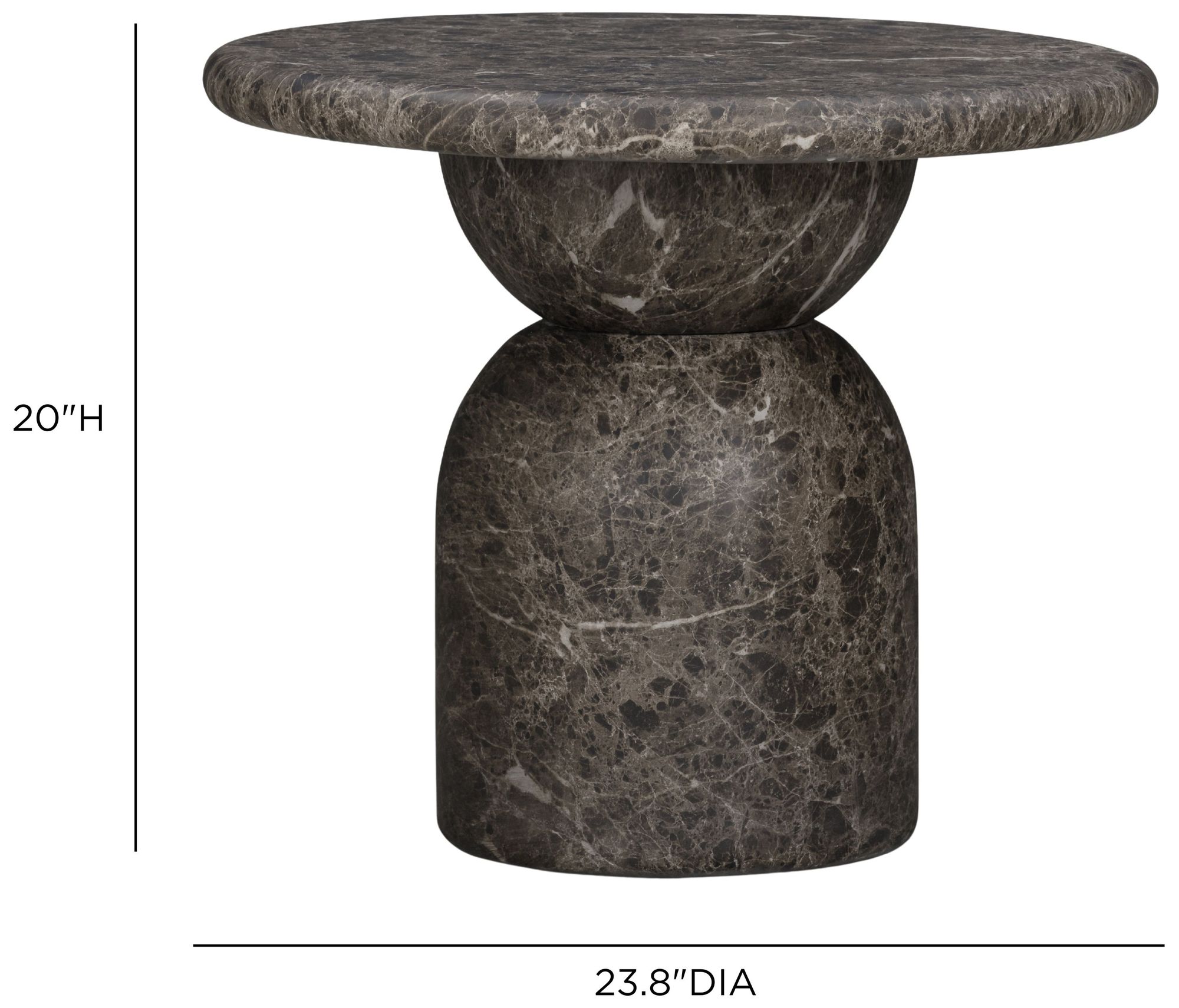 Image 5 Cynthia Dark Emperador Faux Marble Indoor / Outdoor Side Table more views