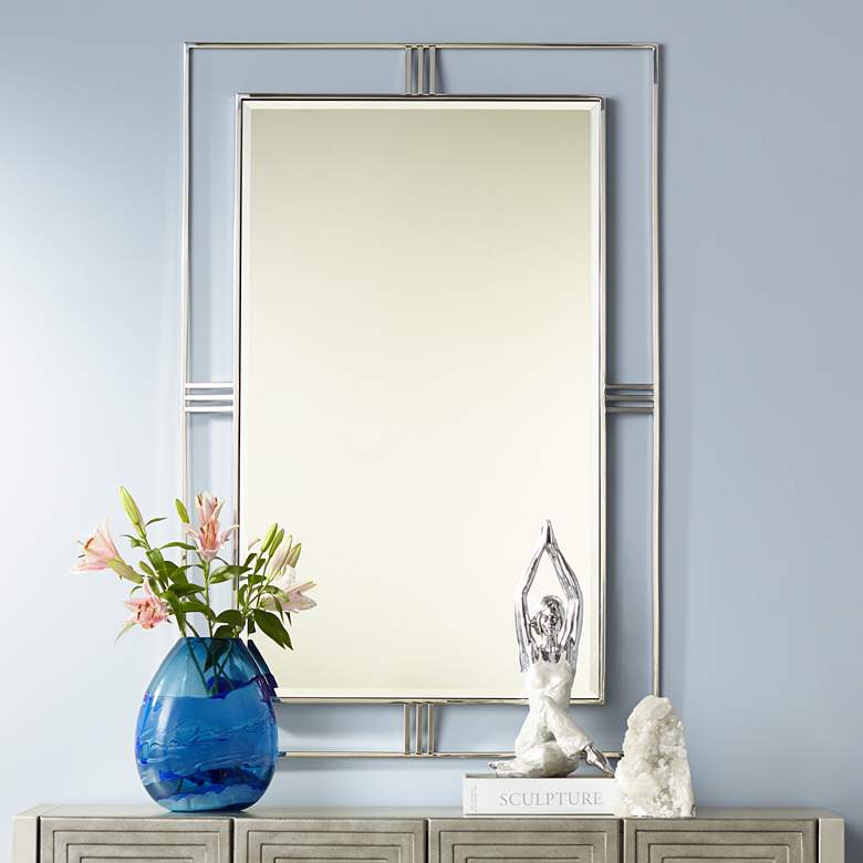 Image 1 Cynthia Stainless Steel 31 1/2 inch x 47 1/4 inch Wall Mirror