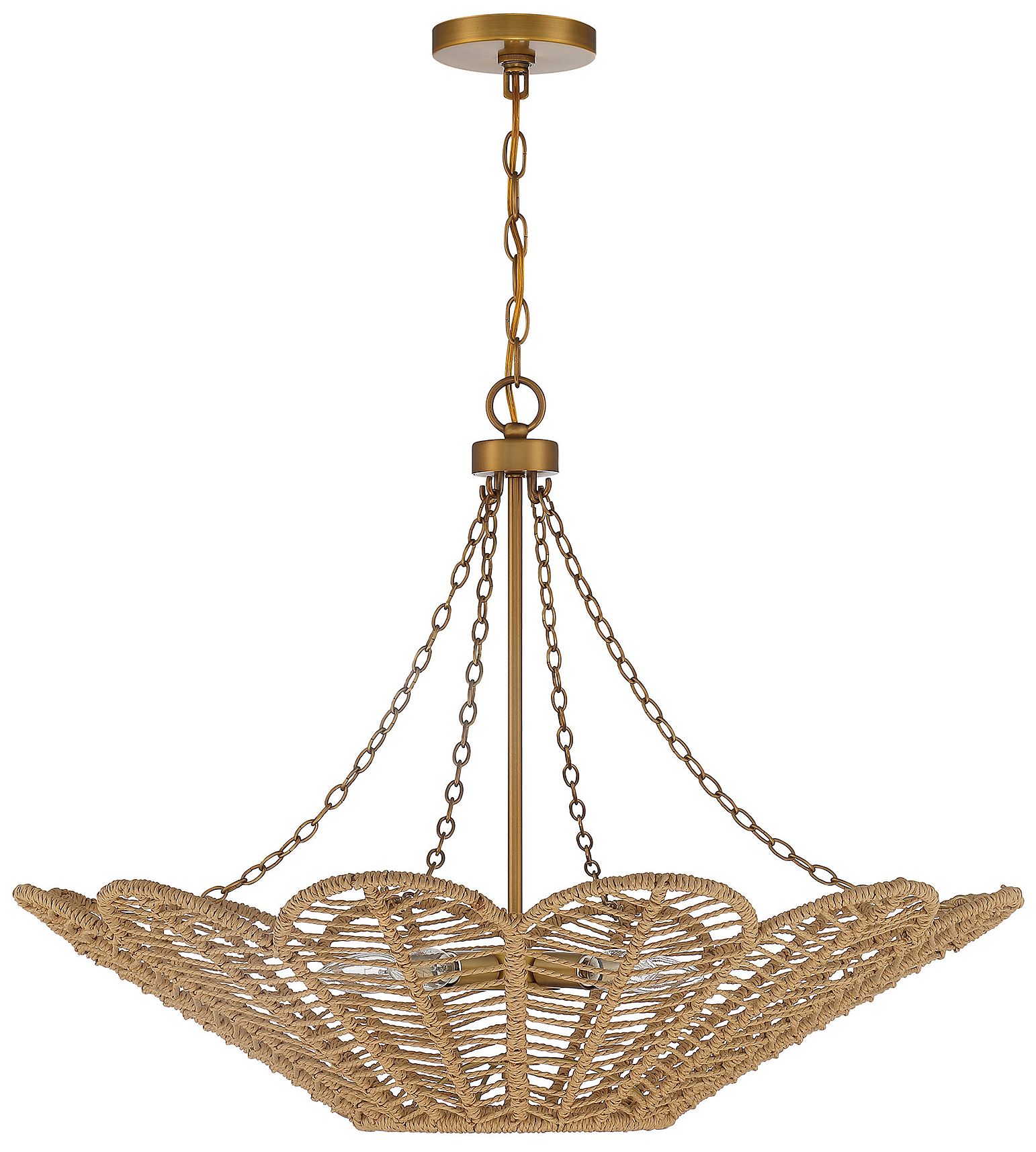 Image 2 Cyperas 5-Light Pendant in Warm Brass and Rope more views