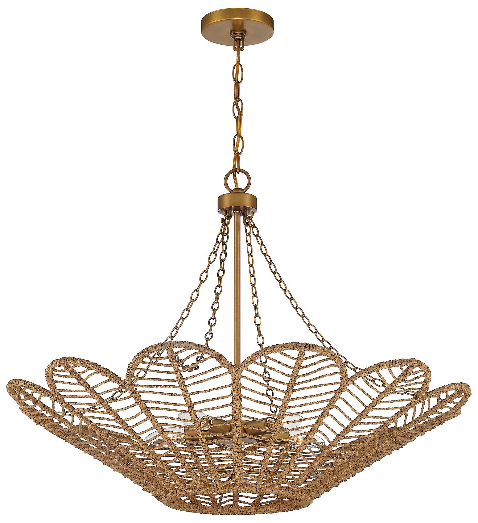 Image 3 Cyperas 5-Light Pendant in Warm Brass and Rope more views