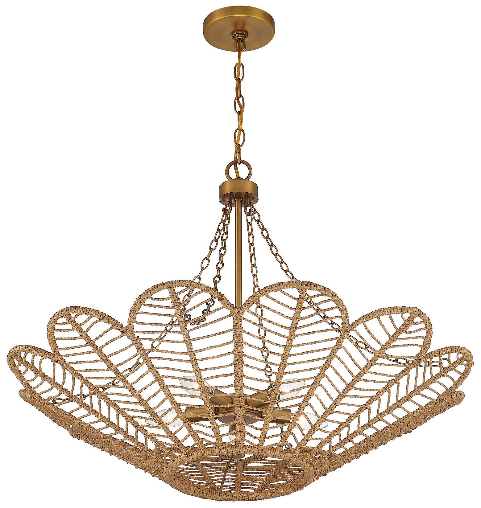 Image 4 Cyperas 5-Light Pendant in Warm Brass and Rope more views