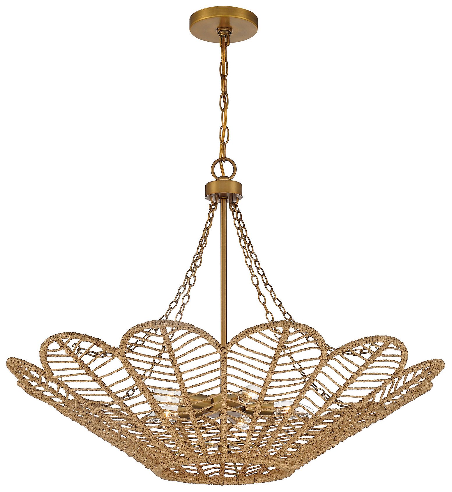 Image 5 Cyperas 5-Light Pendant in Warm Brass and Rope more views