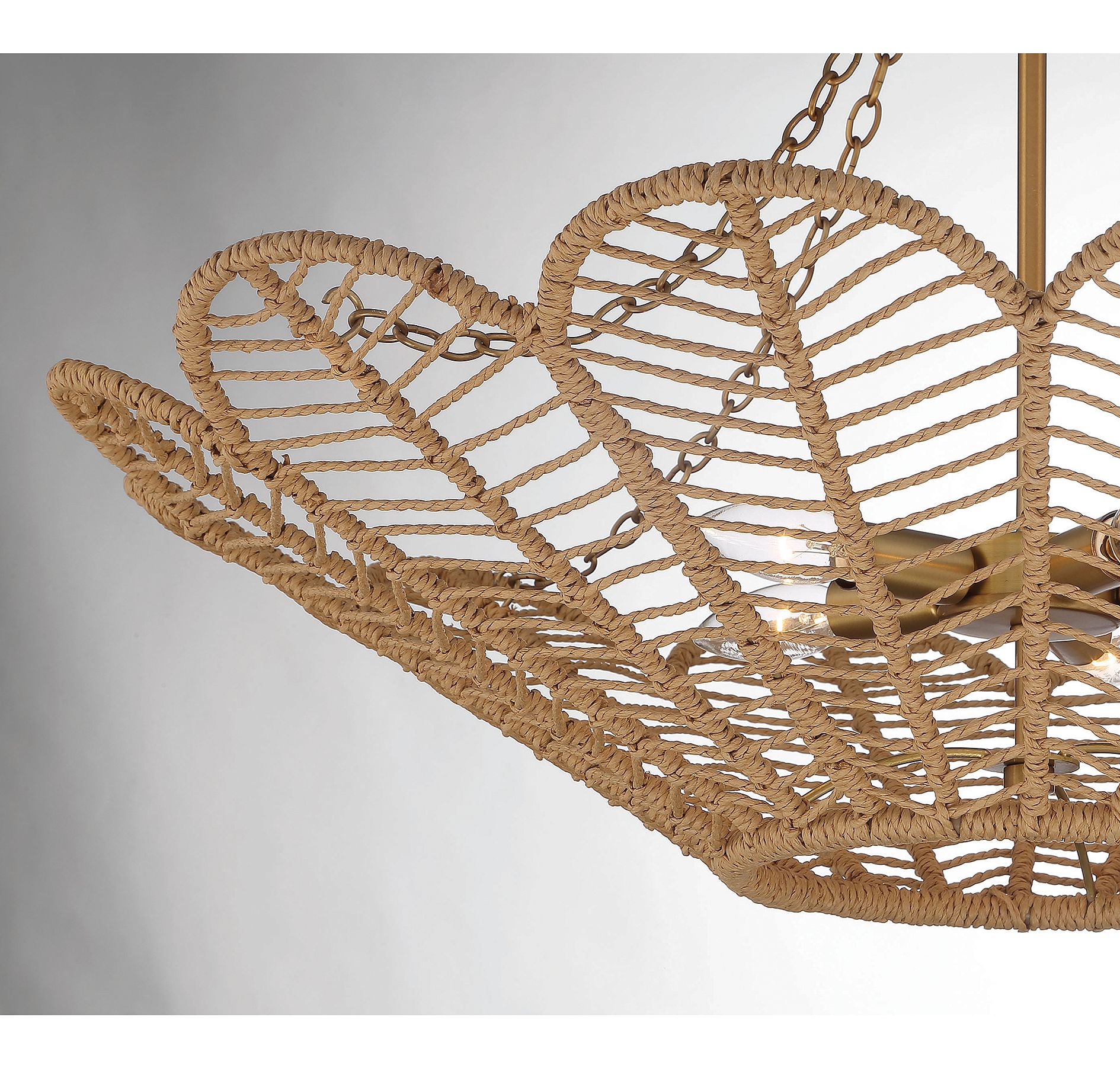 Image 6 Cyperas 5-Light Pendant in Warm Brass and Rope more views