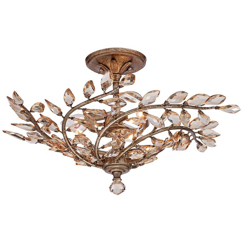 Image 1 Cypress 23 inch Wide Brass and Crystal Ceiling Light