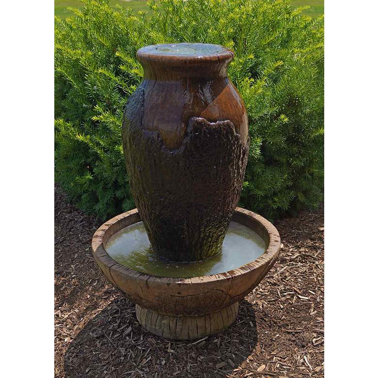 Image 1 Cypress 31 inch High Cast Stone Patio Bubbler Urn Fountain