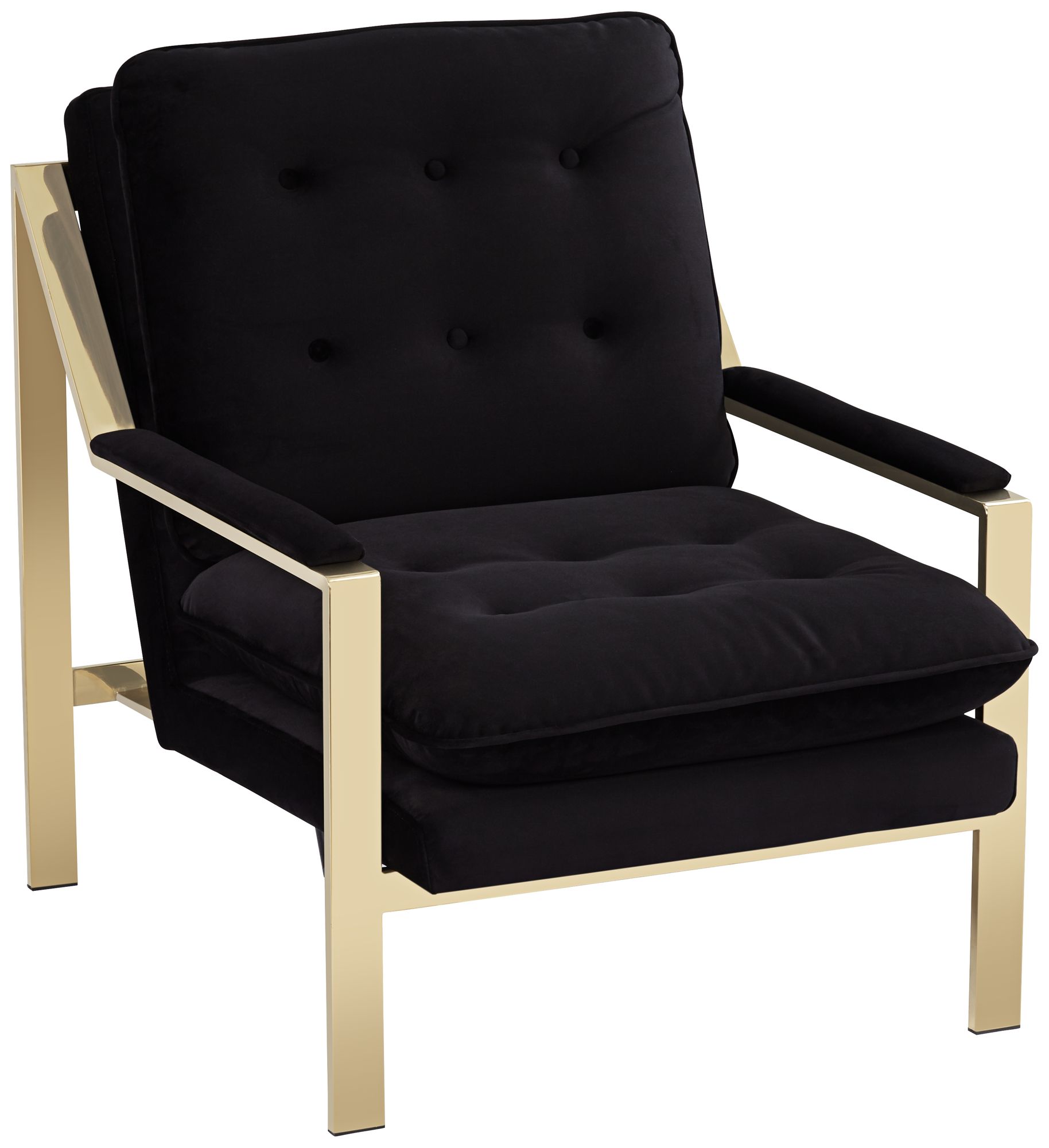 Cypress Black Velvet Tufted Accent Chair