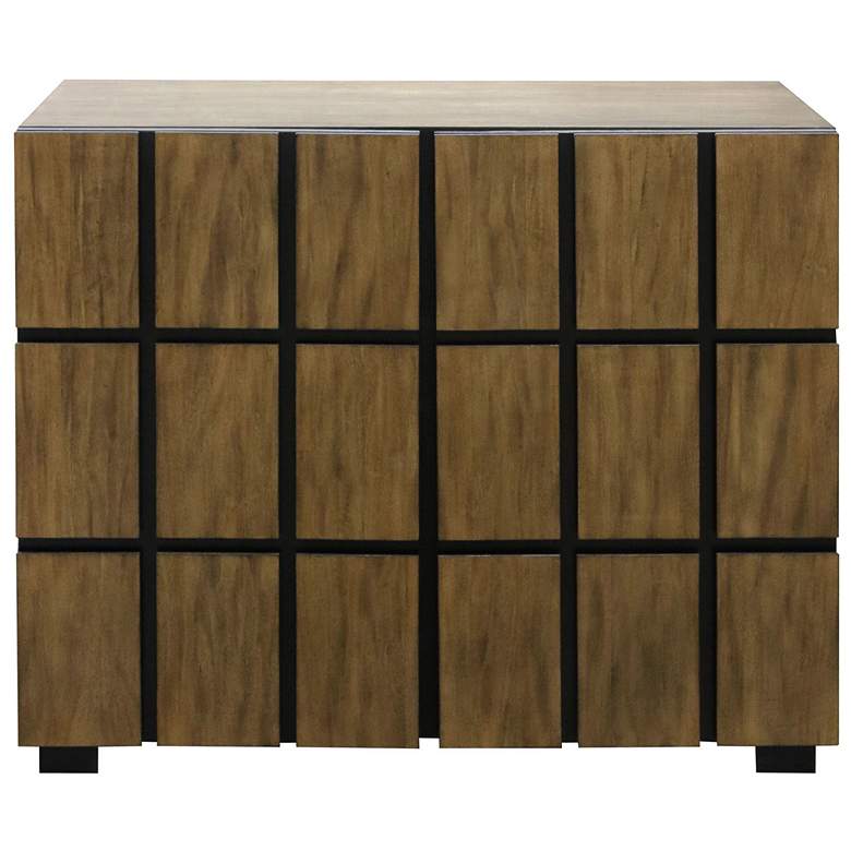Image 1 Cypress Brown 40 inch Wide 2-Door Dimensional Squares Wooden Cabinet
