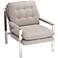 Cypress Tufted Gray-Beige Fabric and Chrome Lounge Chair