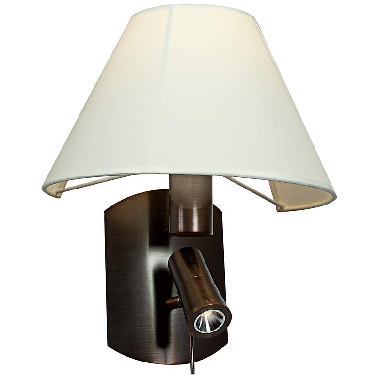 Image 1 Cyprus Bullet Bronze 14 3/4 inchH LED Sconce with Cream Shade