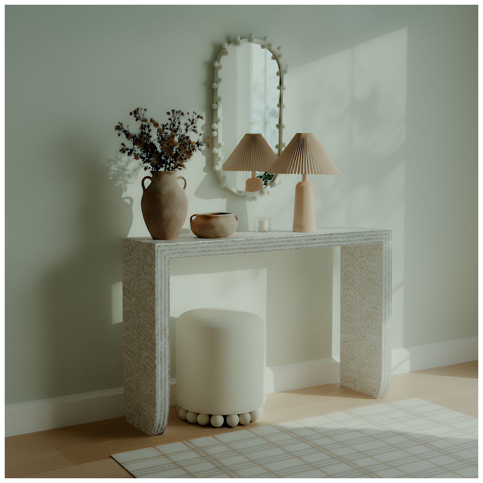 Image 2 Cyprus Cream Capiz Shell Console Table more views