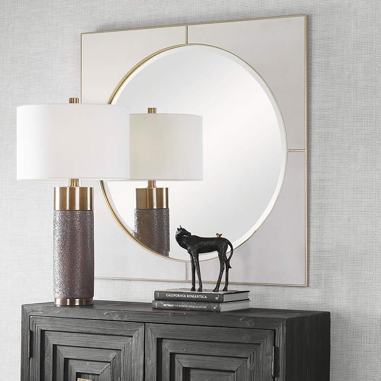 Image 3 Cyprus Soft Gold and White 40" Square Oversized Wall Mirror more views