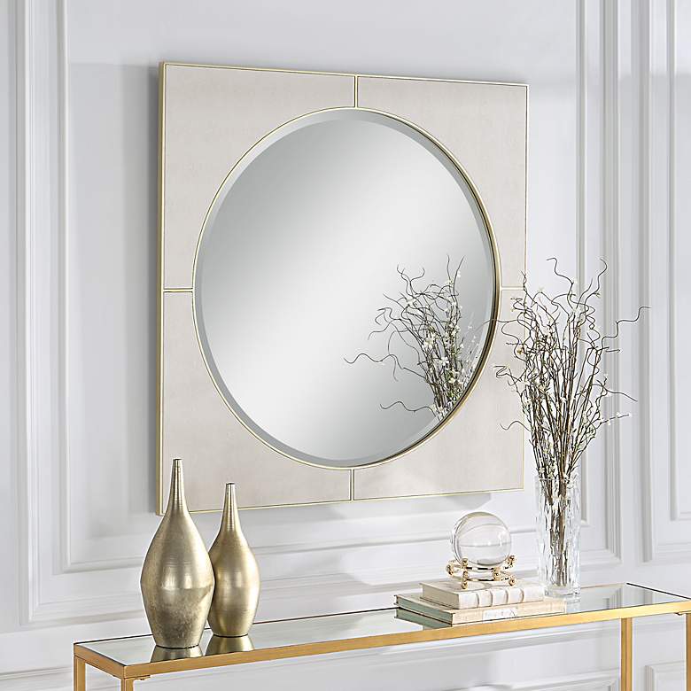 Image 5 Cyprus Soft Gold and White 40" Square Oversized Wall Mirror more views