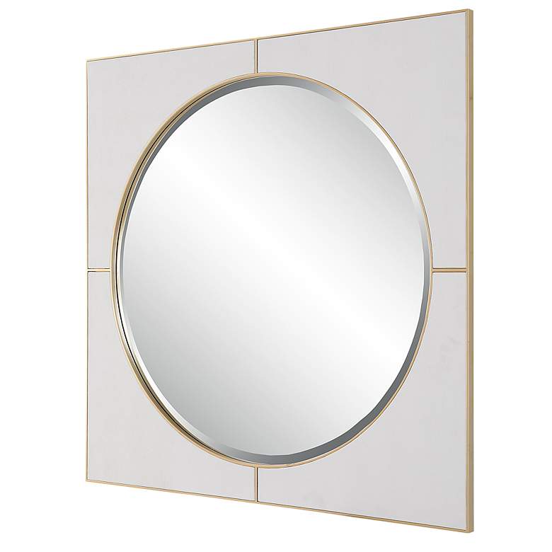 Image 6 Cyprus Soft Gold and White 40" Square Oversized Wall Mirror more views