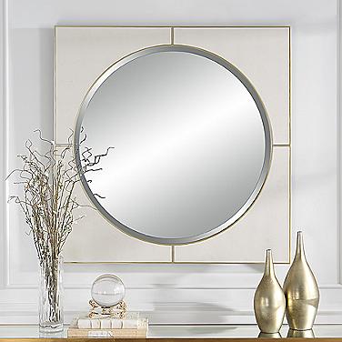 Cyprus Soft Gold and White 40" Square Oversized Wall Mirror