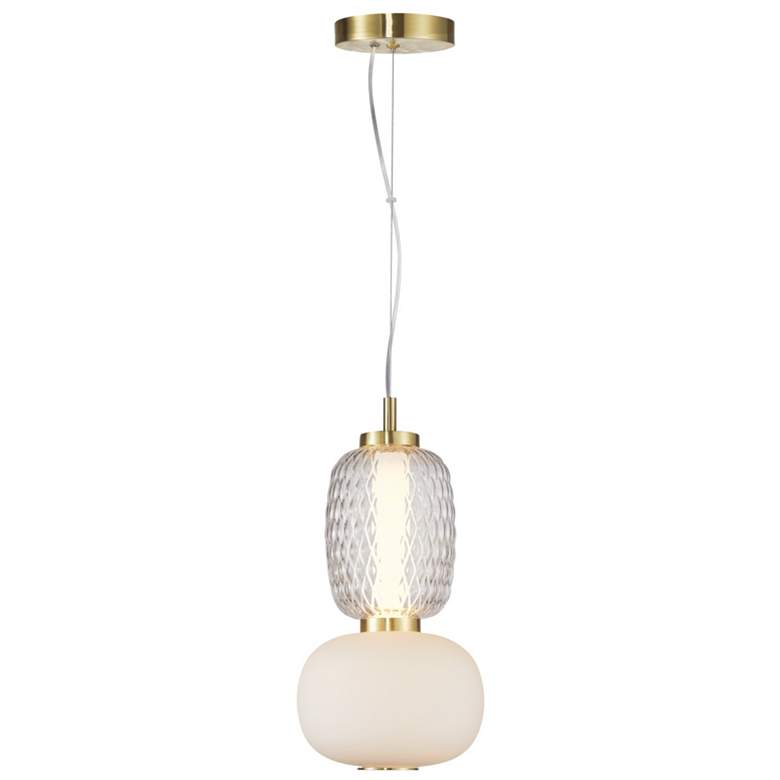 Image 1 Cyra 6" Wide Brass Double Shade Pendant