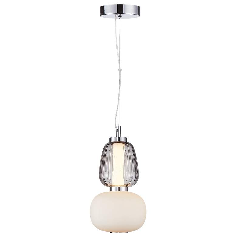 Image 1 Cyra 6" Wide Chrome Double Shade Pendant