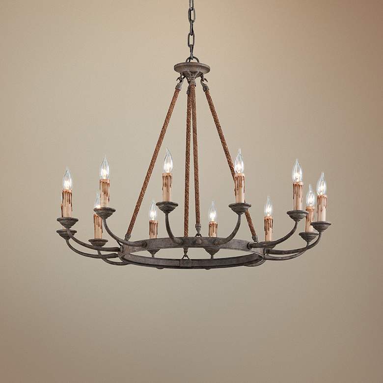Image 1 Cyrano 36" Wide Earthen Bronze 12-Light Chandelier