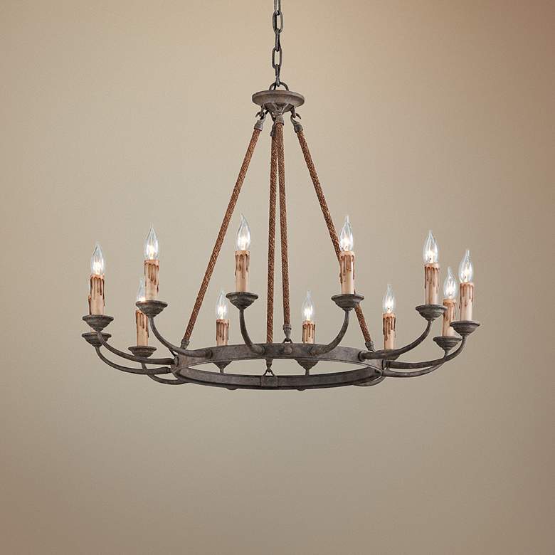 Image 1 Cyrano 36 inch Wide Earthen Bronze 12-Light Chandelier