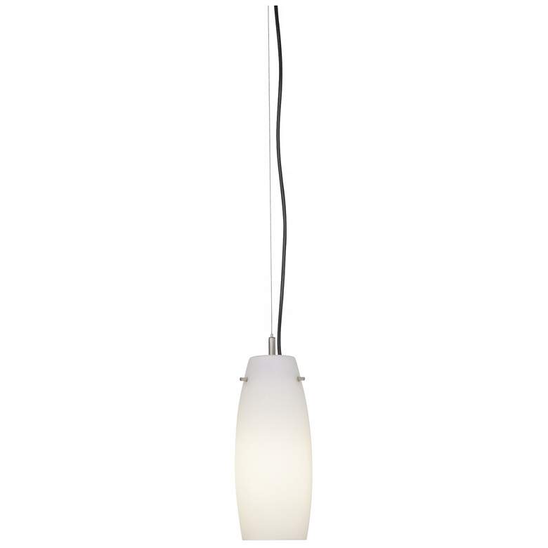 Image 1 Cyril 4 inch Wide Brushed Nickel White Glass Mini Pendant Light