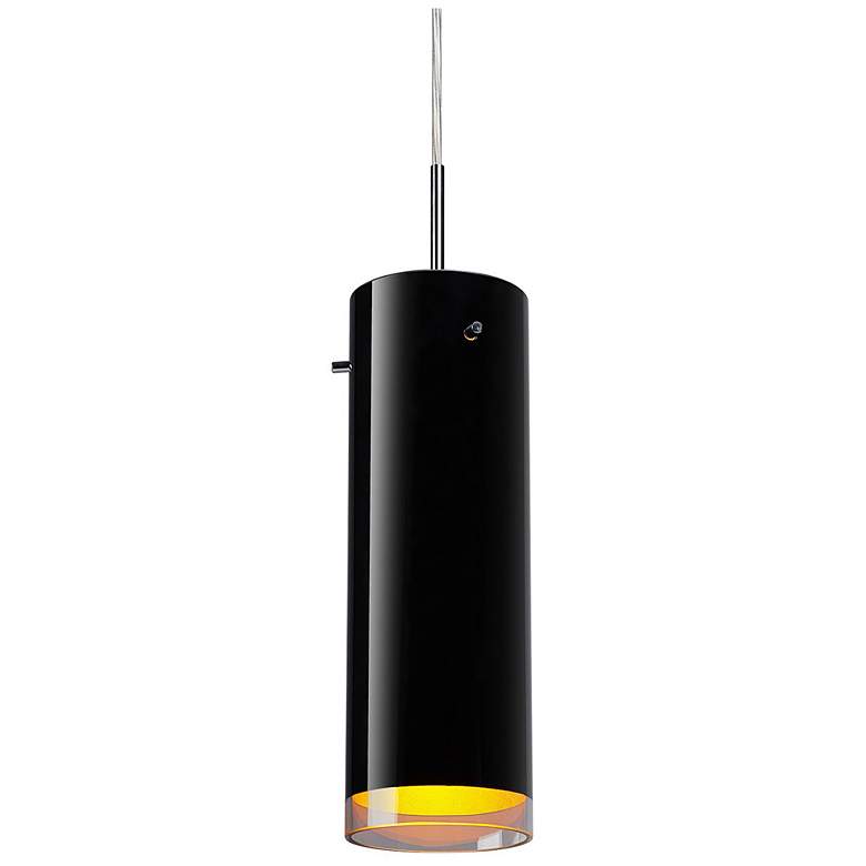 Image 1 Cyrus 4" Chrome Pendant w/ Black & Gold Glass Shade