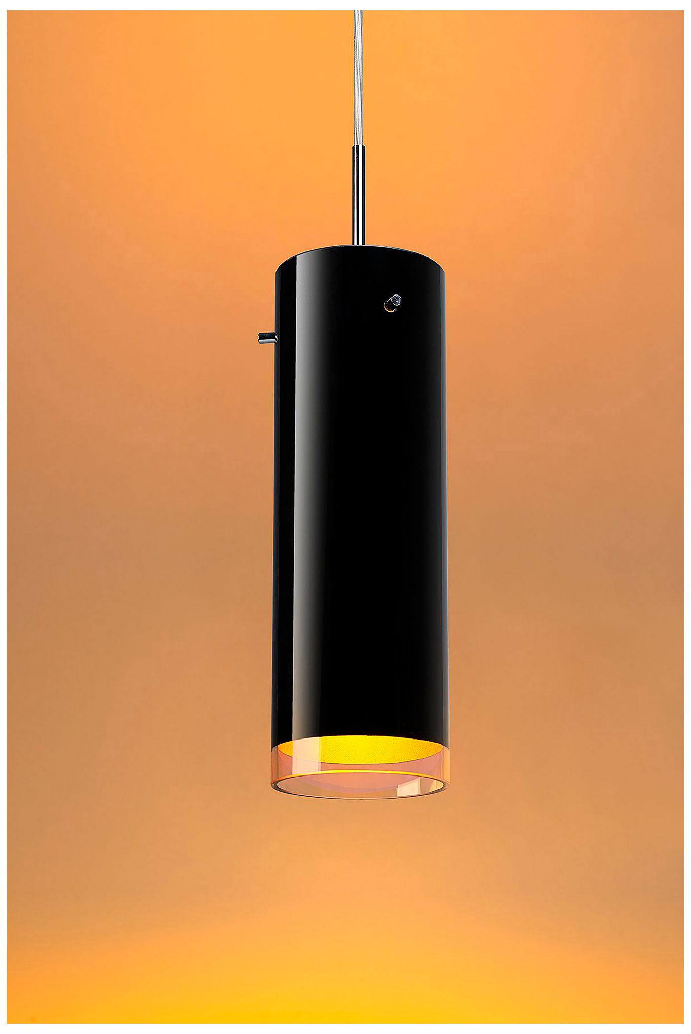 Image 3 Cyrus 4" LED Chrome Pendant w/ Black & Gold Glass Shade more views