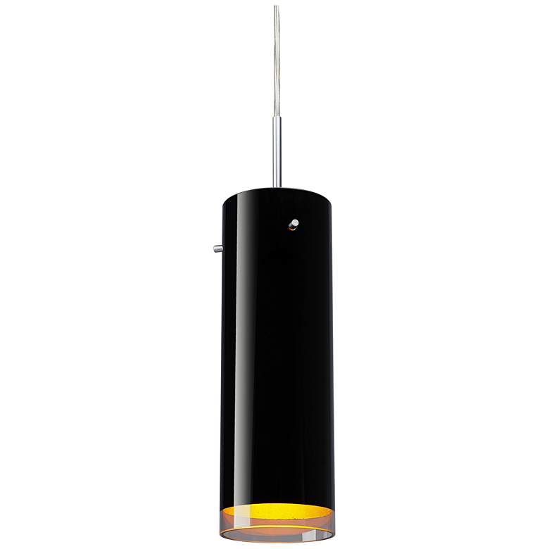 Image 2 Cyrus 4"W Matte Chrome Kiss Canopy LED Pendant w/ Black And Gold Shade