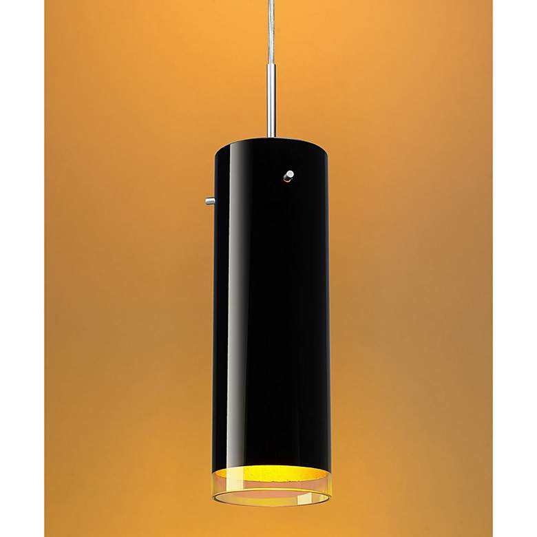 Image 1 Cyrus 4"W Matte Chrome Kiss Canopy LED Pendant w/ Black And Gold Shade