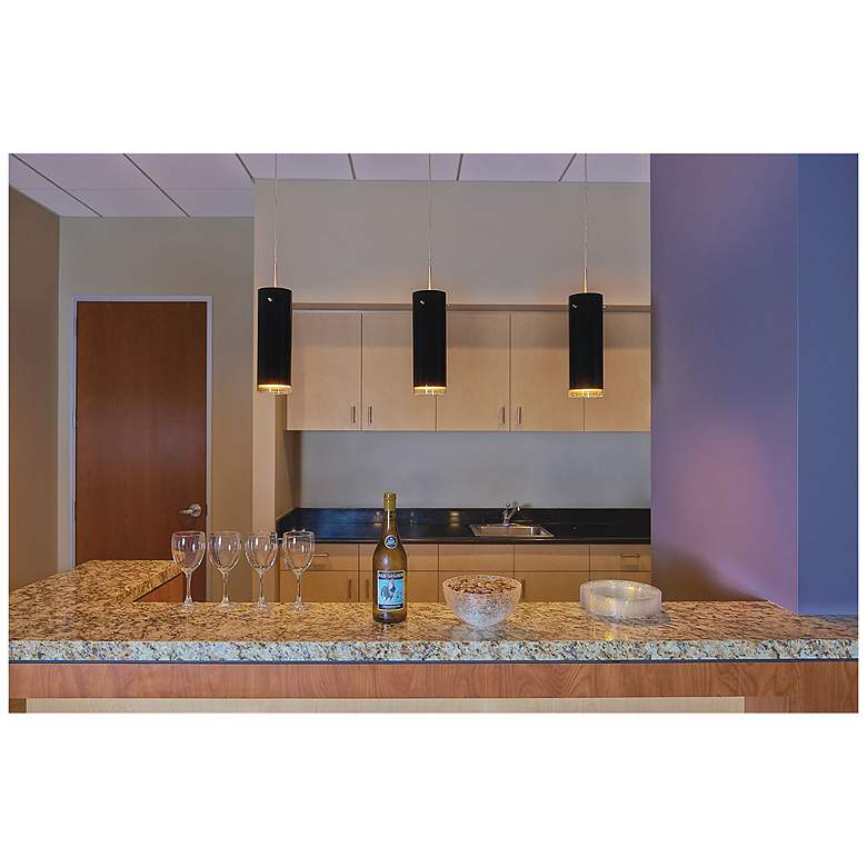 Image 5 Cyrus 4"W Matte Chrome Kiss Canopy LED Pendant w/ Black And Gold Shade more views