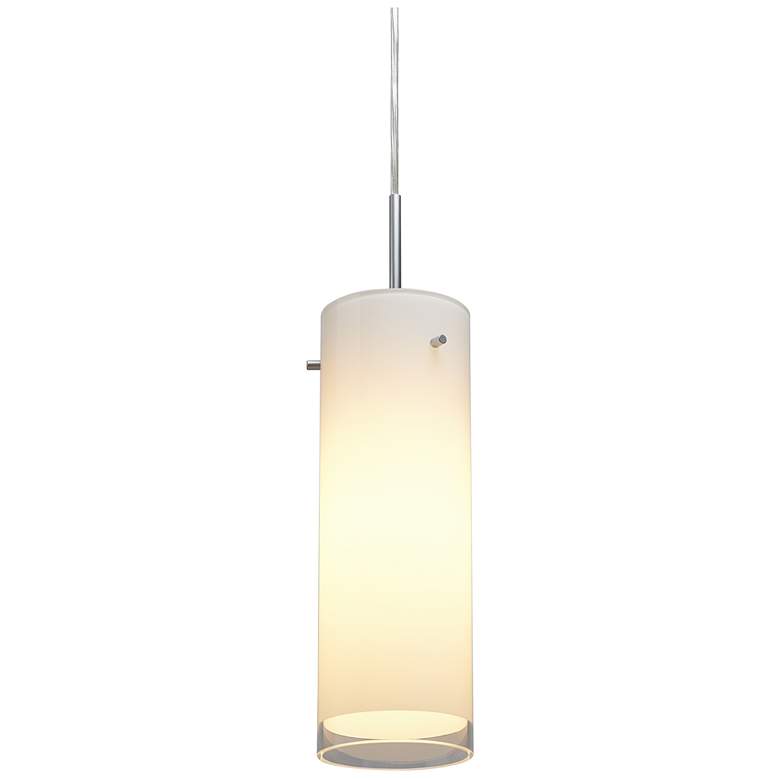 Image 2 Cyrus 4"W Matte Chrome Kiss Canopy LED Pendant With White Glass Shade