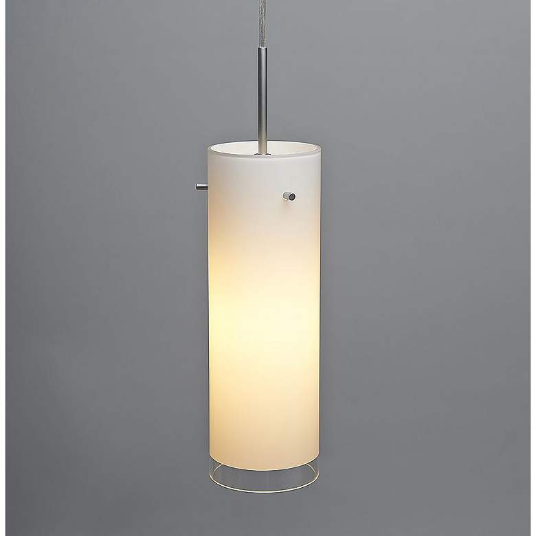 Image 1 Cyrus 4"W Matte Chrome Kiss Canopy LED Pendant With White Glass Shade