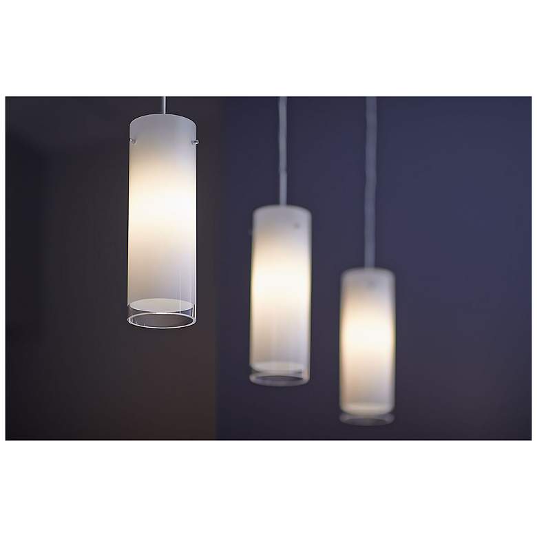Image 3 Cyrus 4"W Matte Chrome Kiss Canopy LED Pendant With White Glass Shade more views