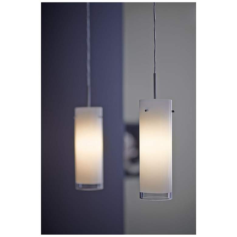 Image 5 Cyrus 4"W Matte Chrome Kiss Canopy LED Pendant With White Glass Shade more views