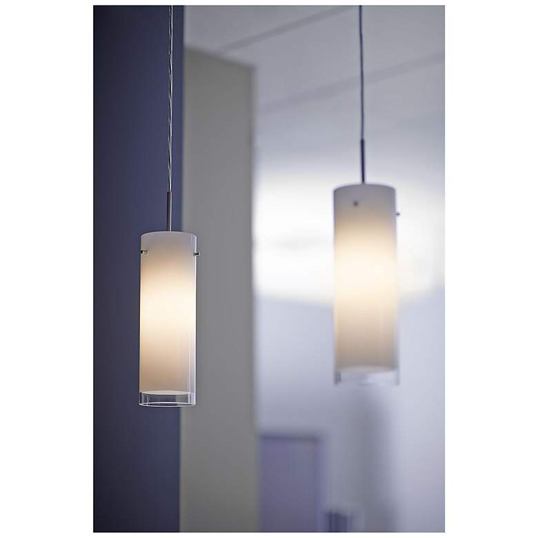 Image 6 Cyrus 4"W Matte Chrome Kiss Canopy LED Pendant With White Glass Shade more views