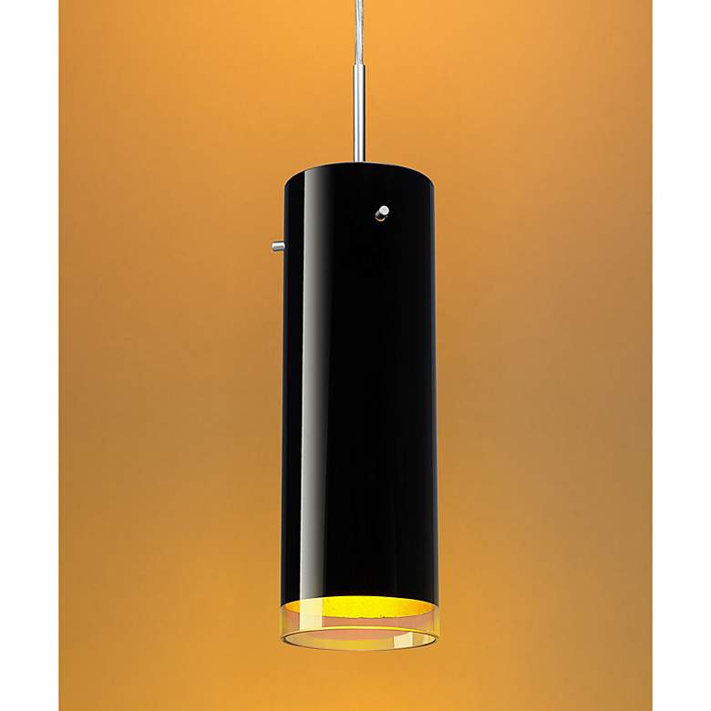 Image 1 Cyrus 4"W Matte Chrome Kiss Canopy Pendant With Black And Gold Shade