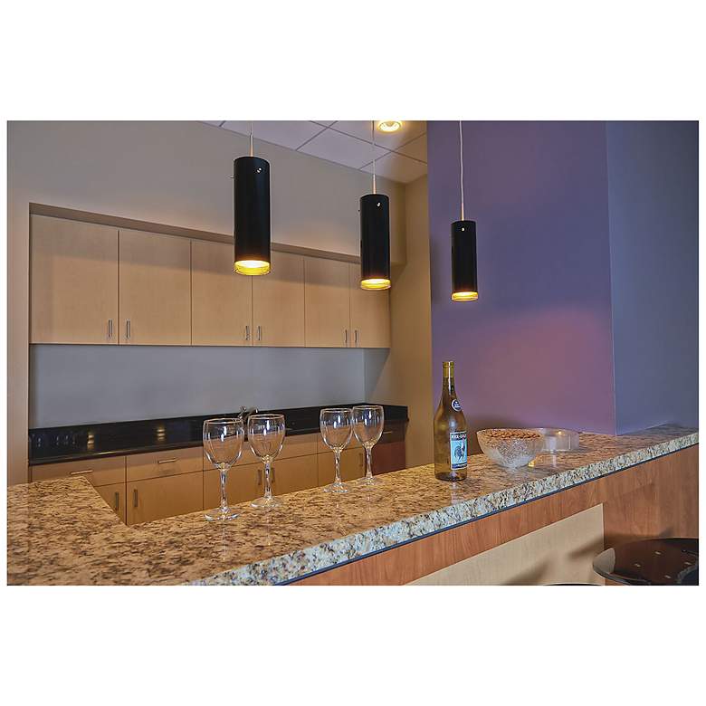Image 4 Cyrus 4"W Matte Chrome Kiss Canopy Pendant With Black And Gold Shade more views