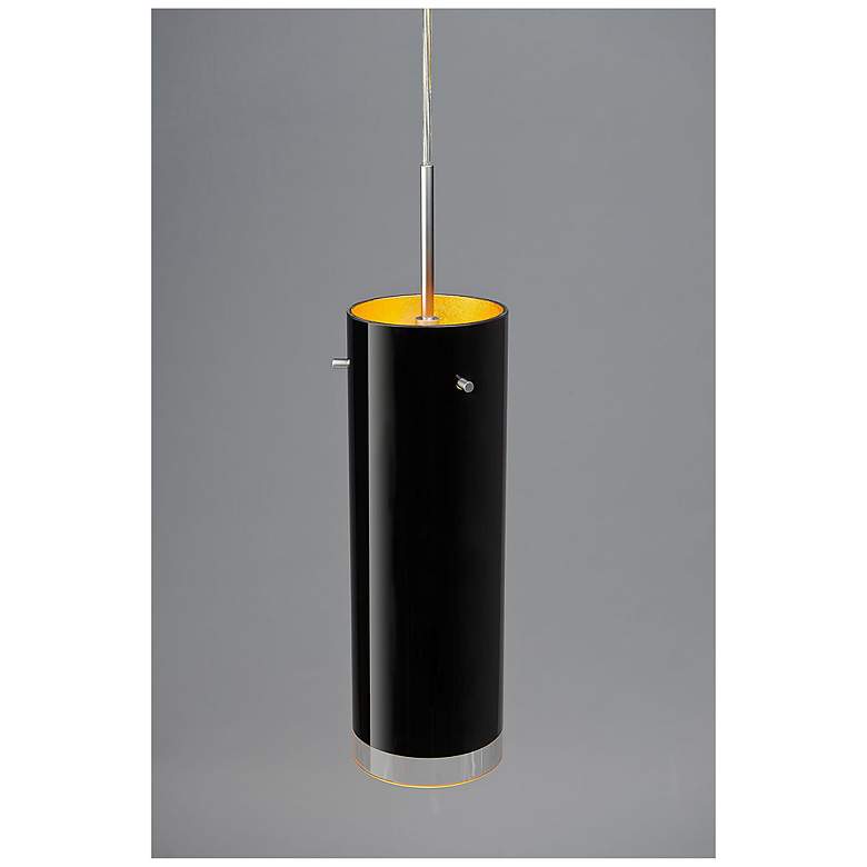 Image 7 Cyrus 4"W Matte Chrome Kiss Canopy Pendant With Black And Gold Shade more views