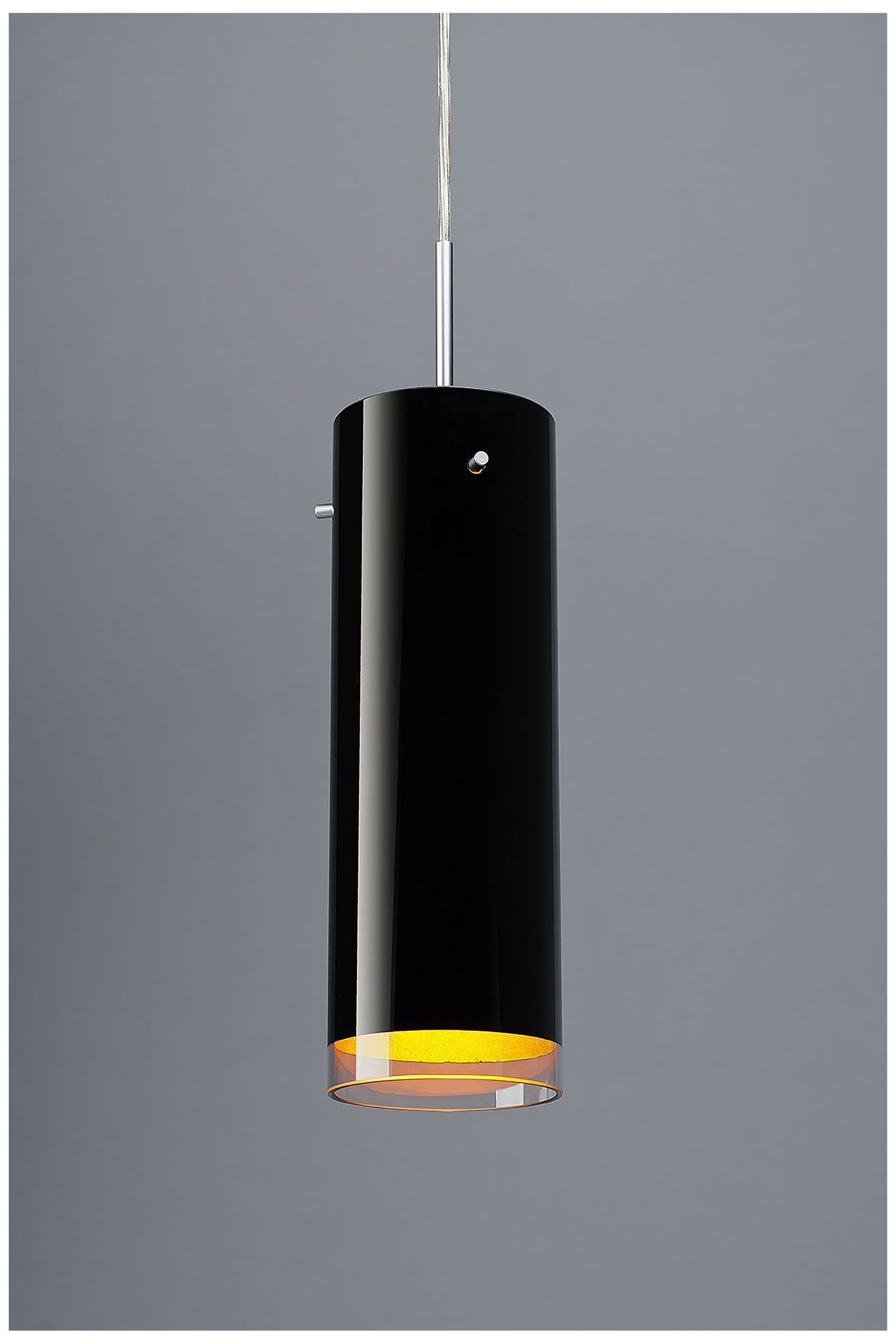 Cyrus 4"W Matte Chrome Kiss Canopy Pendant With Black And Gold Shade