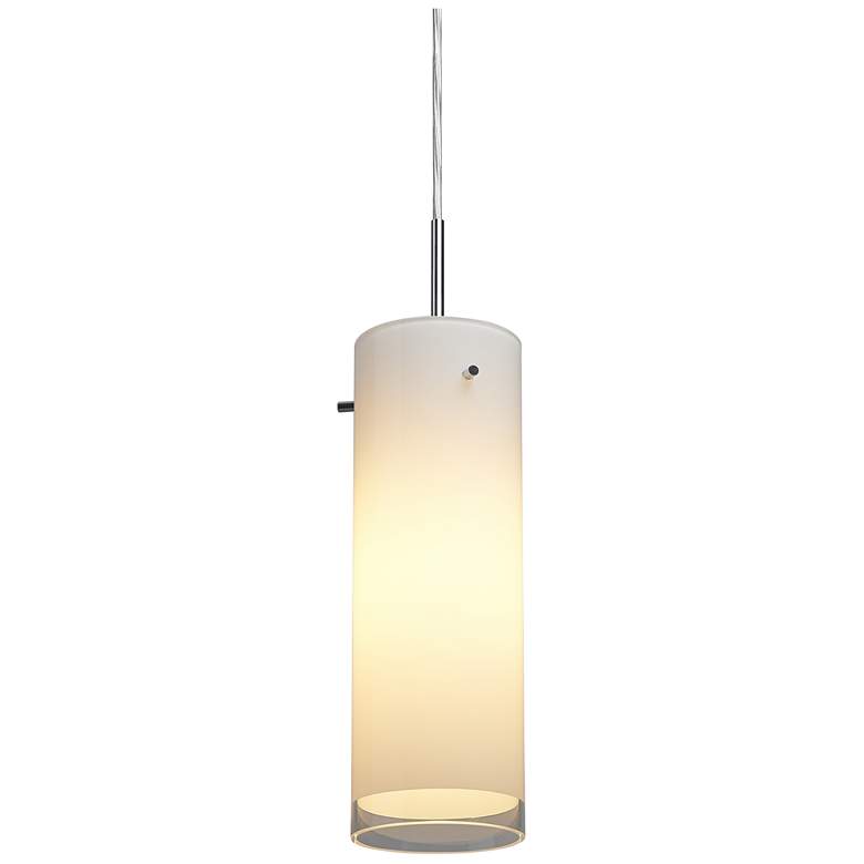Image 2 Cyrus 4" Wide Chrome Kiss Canopy LED Pendant With White Glass Shade