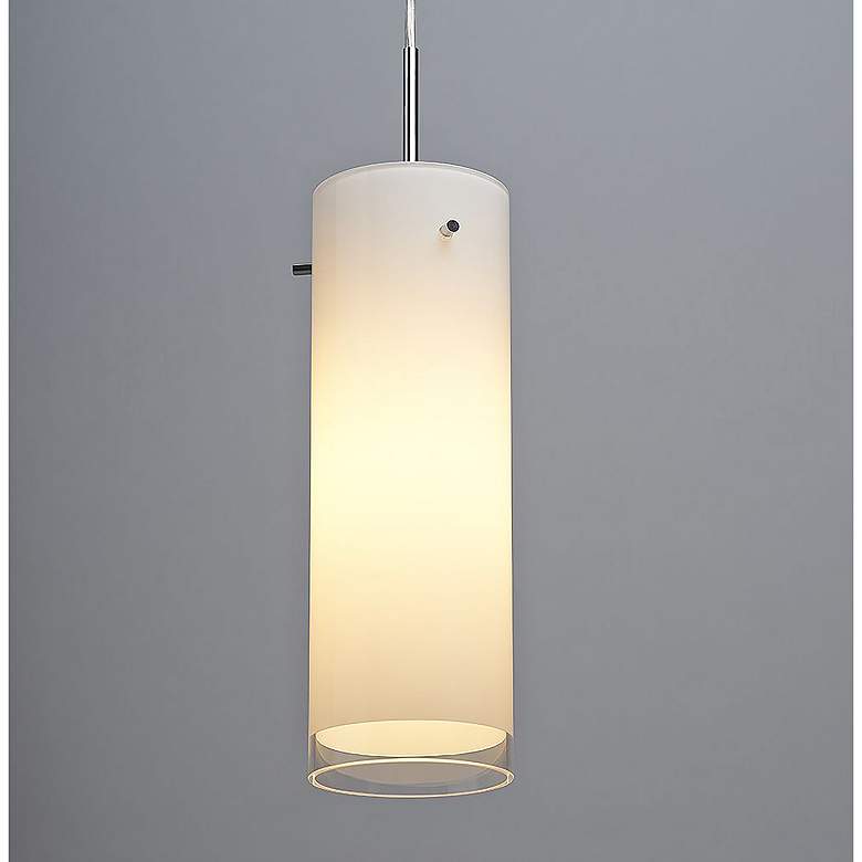 Image 1 Cyrus 4" Wide Chrome Kiss Canopy LED Pendant With White Glass Shade