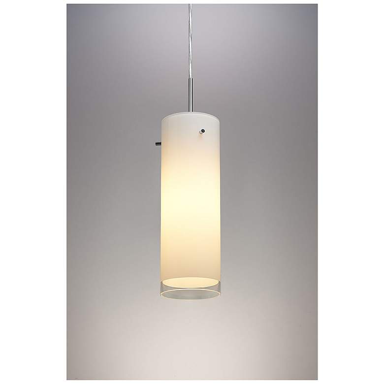 Image 3 Cyrus 4" Wide Chrome Kiss Canopy LED Pendant With White Glass Shade more views