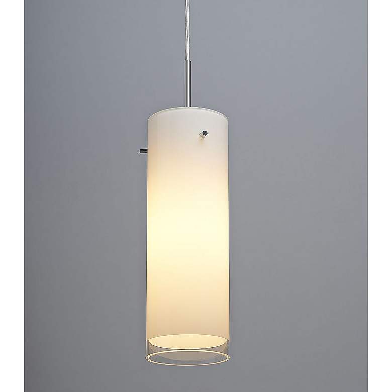 Image 1 Cyrus 4" Wide Chrome Kiss Canopy Pendant With White Glass Shade