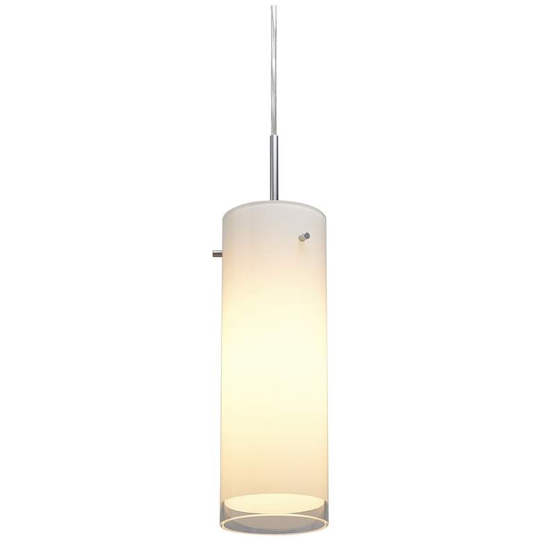 Image 1 Cyrus 4" Wide Matte Chrome Kiss Canopy Pendant With White Glass Shade