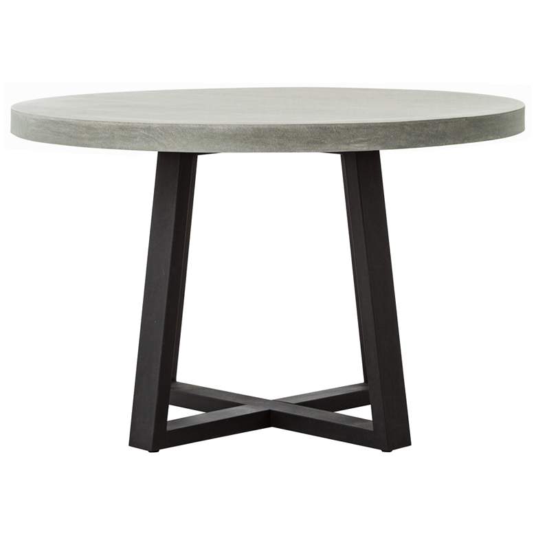 Image 3 Cyrus 47 1/4 inchW Gray Lava Stone and Iron Round Dining Table