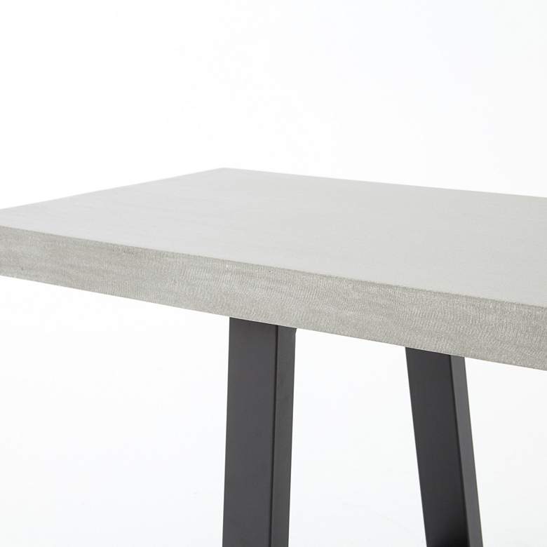 Image 2 Cyrus Light Gray and Matte Black Outdoor Dining Bench more views