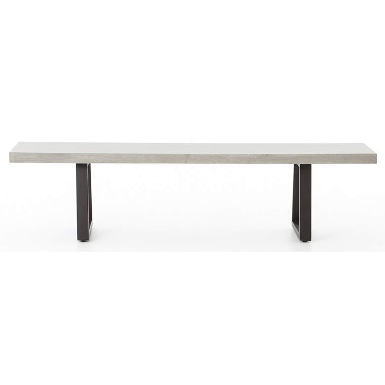 Image 4 Cyrus Light Gray and Matte Black Outdoor Dining Bench more views