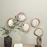 Cyrus Matte Brown Teak Wood 13" Round Wall Mirrors Set of 4